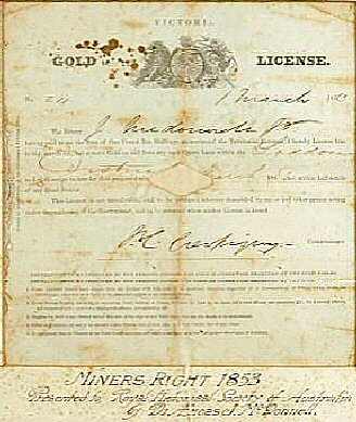A license had to be obtained in the gold rush South Australia.