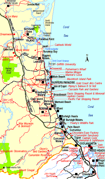 Gold Coast Tourist Attractions Map - Tourist Destination in the world